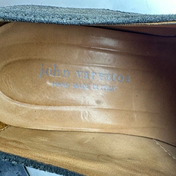John Varvatos Men Size 7.5 Grey Suede Plain Toe Comfort Derby Dress Shoes - Picture 14 of 15